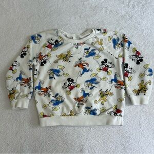 Disney Kids Boys Sweater Size 5T White Long Sleeve Fleece Mickey Mouse Pullover